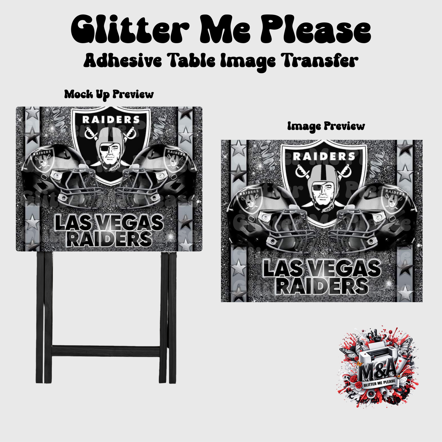 Las Vegas Raiders Glitter Folding Dinner Table