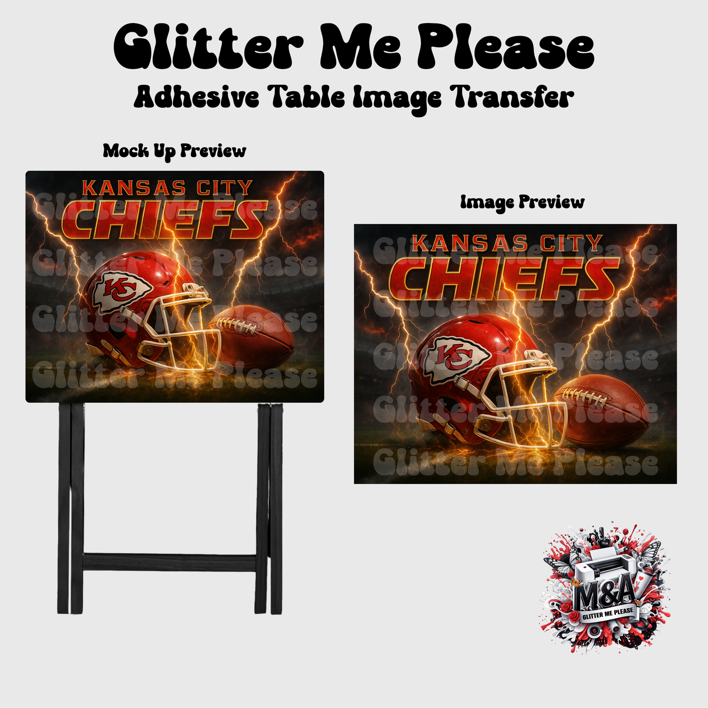 Kansas City Chief Lightning Helmet Folding Dinner Table