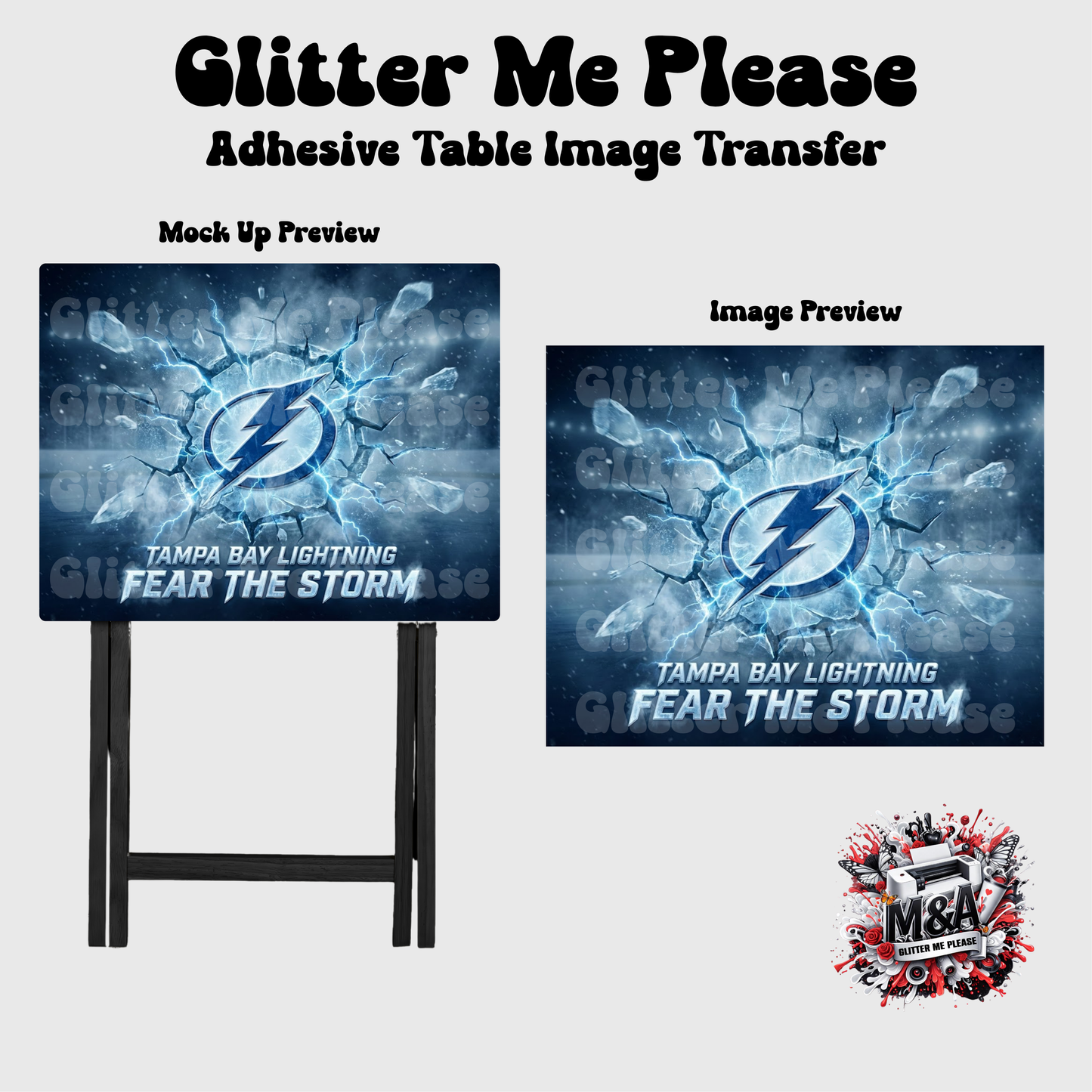 Tampa Bay Lightning Hockey Ice Folding Dinner Table