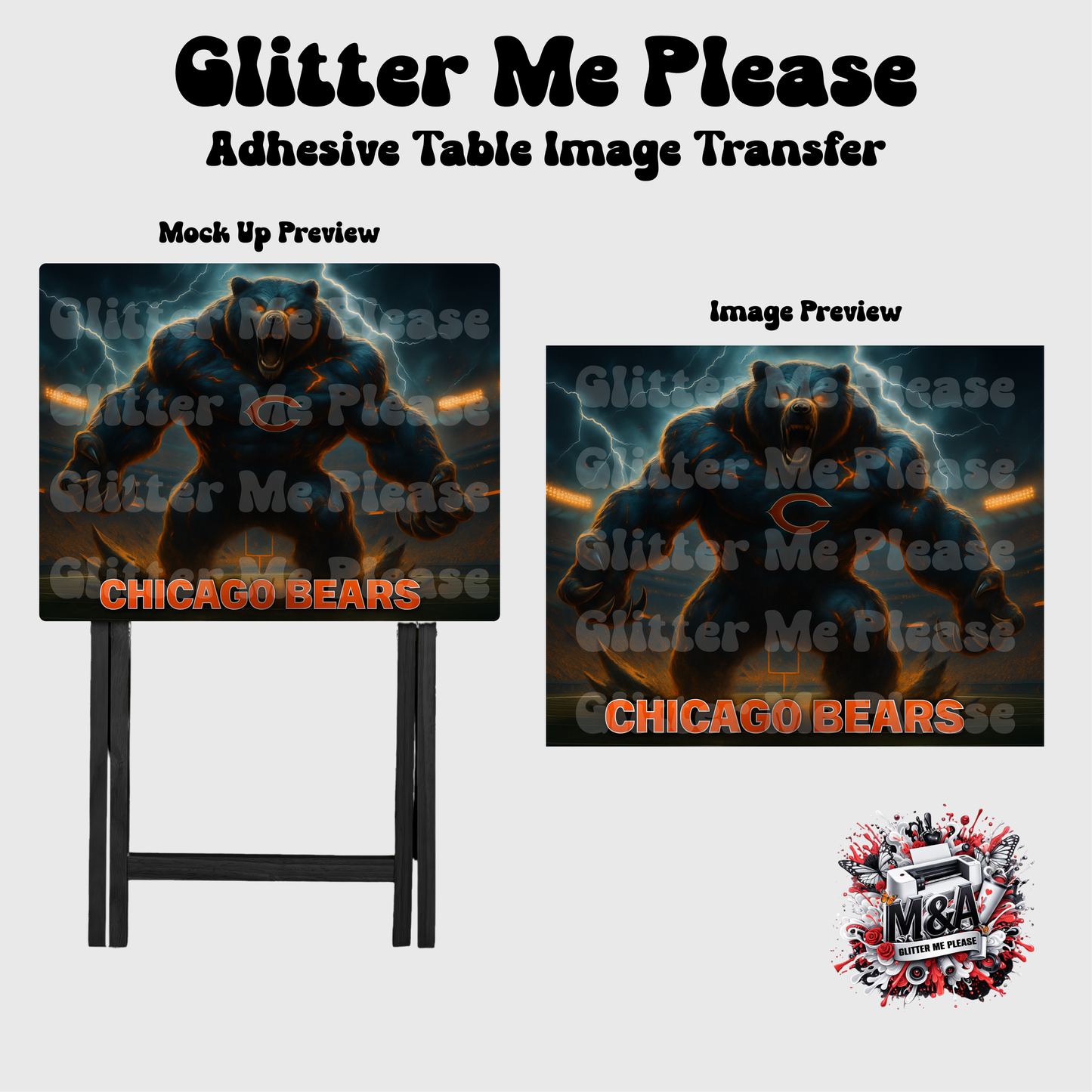 Chicago Bears Lightning Folding Dinner Table