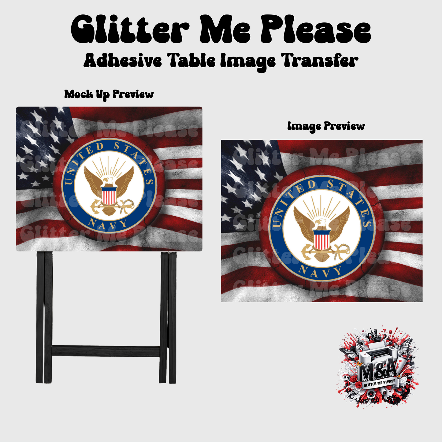 U.S. NAVY EMBLEM Folding Dinner Table