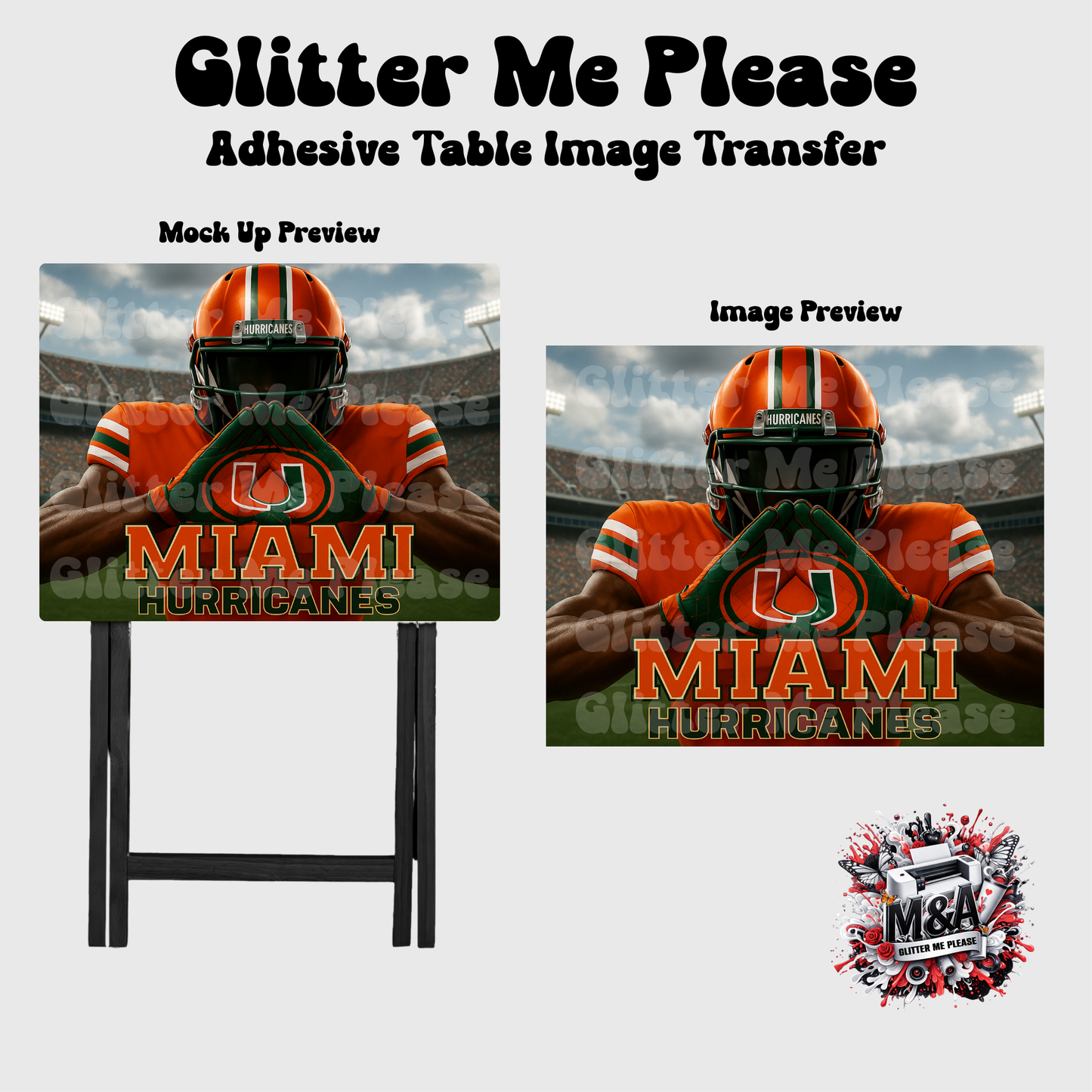 Miami Hurricane Football Hands Folding Dinner Table