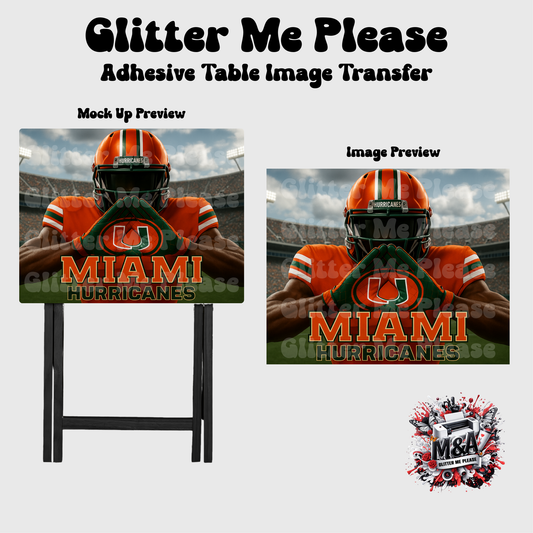 Miami Hurricane Football Hands Folding Dinner Table