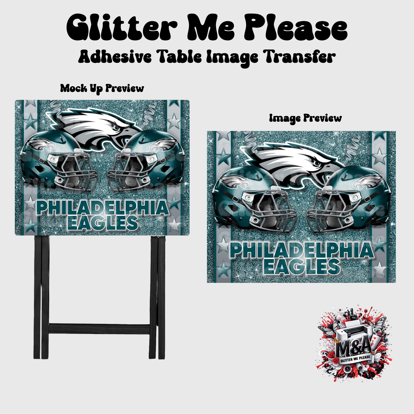 Philly Eagles Glitter Folding Dinner Table